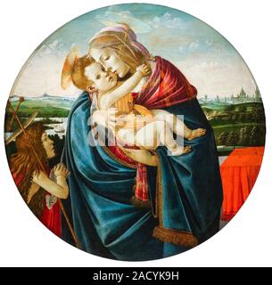 Sandro Botticelli et studio, Vierge à l'enfant avec Saint Jean Baptiste, peinture, vers 1490 Banque D'Images