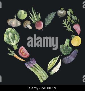 Coeur en fruits et légumes des éléments en forme de coeur Banque D'Images