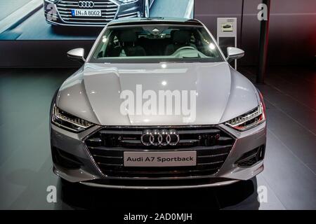 Bruxelles - 10/01/2018 : Audi A7 Sportback voiture en vedette à l'Autosalon Brussels Expo salon de l'automobile. Banque D'Images