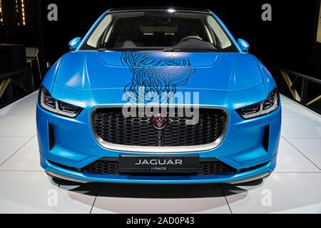 Bruxelles - Jan 18, 2019 : Jaguar J-Pace SUV électrique Location de vedette à l'Autosalon 2019 Bruxelles Salon de l'automobile. Banque D'Images