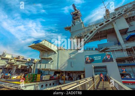 San Diego, Navy Pier, Californie, USA - 1 août 2018 : entrée de cuirassé de Midway à San Diego en Californie. Le Navy Pier de United States. La Banque D'Images