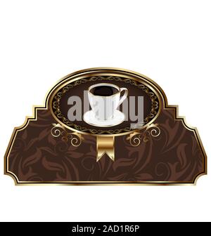 Étiquette vintage pour l'emballage du café, isolé sur fond blanc Banque D'Images