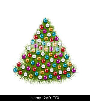 Boules colorées décorées d'arbres de Noël Banque D'Images