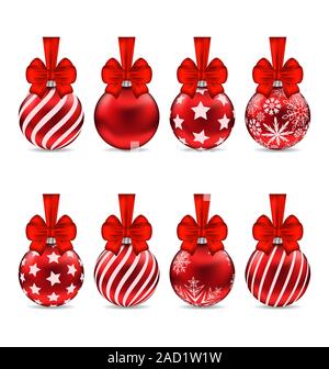 Définir Noël rouge avec des boules de verre Arc Banque D'Images