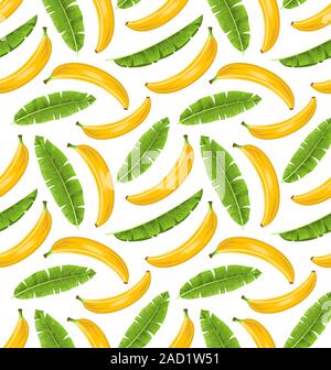 Modèle transparent avec des feuilles de bananier et de fruits. Arrière-plan de l'alimentation Banque D'Images