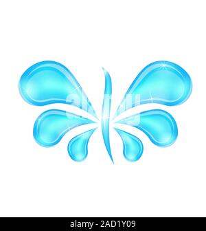 Papillon abstrait éclaboussure gouttes d'eau stylisée Banque D'Images