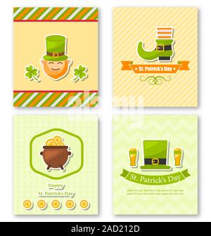 Message d'ensemble des affiches avec des symboles traditionnels pour la St Patrick D Banque D'Images