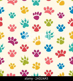 Seamless Texture avec traces de chats, chiens. Les empreintes de pattes Animaux Banque D'Images