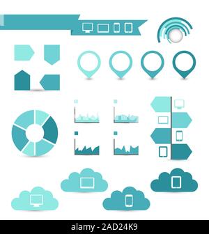 Ensemble d'éléments d'infographie vos documents et rapports avec des équipements électroniques Banque D'Images