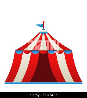 Ouvrez circus stripe tente isolé sur fond blanc Banque D'Images