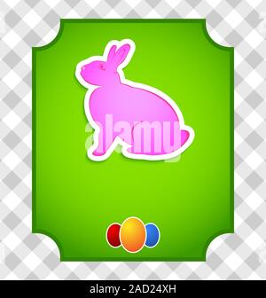 Carte de pâques lapin et d'oeufs colorés Banque D'Images