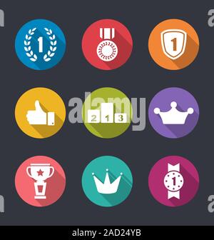 Télévision Icônes de prix et trophée des signes, Long Shadow Design Banque D'Images Télévision Icônes de prix et trophée des signes, Long Shadow Design Banque D'Images