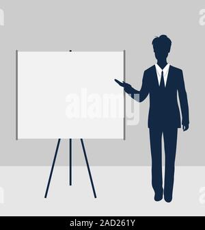 Lector se tiennent près de la présentation du projet bref parler montrant Banque D'Images