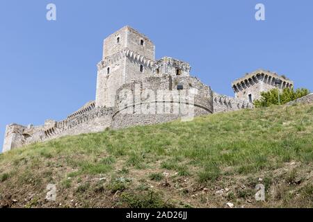 Die Burg Rocca Maggiore à Assisi, Italie Banque D'Images