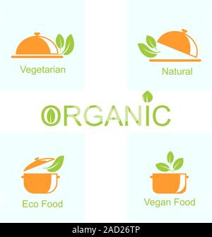 Définir les étiquettes et les emblèmes de la santé et de l'alimentation végétarienne Banque D'Images