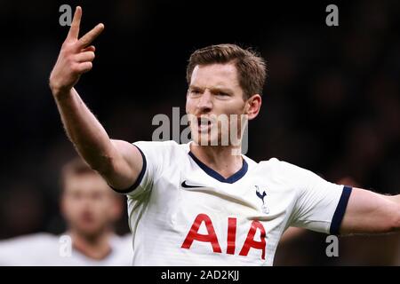 Jan Vertonghen de Tottenham Hotspur - Tottenham Hotspur v Bournemouth AFC, Premier League, Tottenham Hotspur Stadium, Londres, Royaume-Uni - 30 novembre 2019 Editorial N'utilisez que des restrictions s'appliquent - DataCo Banque D'Images