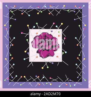 Fond de fleurs colorées, châle, écharpe, bandana, foulard impression numérique, dessins de tissu. La mode femme. Plantes ornementales . - Vector Illustration de Vecteur