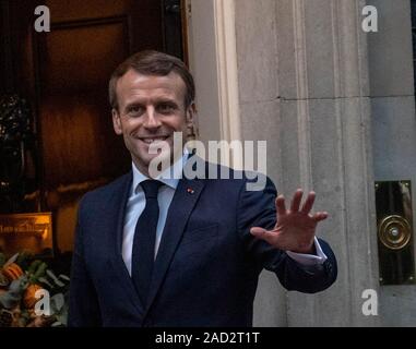 31/12/2019 London UK 3e les dirigeants de l'OTAN arrivent au 10 Downing Street durant le sommet de l'OTAN Emmanuel Macron Président de France Credit Ian DavidsonAlamy Live News Banque D'Images