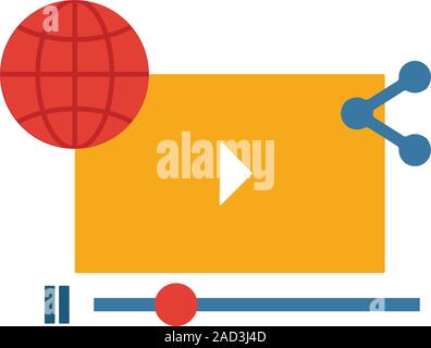La publicité vidéo icon set. Quatre éléments dans diférents styles à partir d'icônes marketing en ligne collection. La publicité vidéo créatif rempli d'icônes, contours Illustration de Vecteur