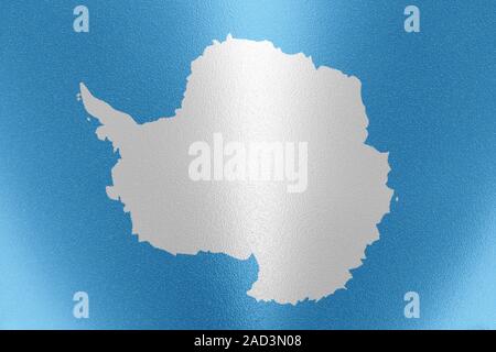 Drapeau de l'antarctique en couleurs blanc bleu traditionnel sur le verre dépoli. Le rendu 3D Banque D'Images