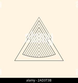 Modèle linéaire minimaliste de l'arbre de Noël. L'art de la ligne géométrique Illustration de Vecteur