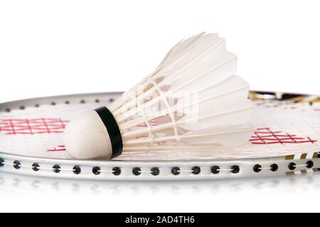 Raquette de Badminton sur volant Banque D'Images