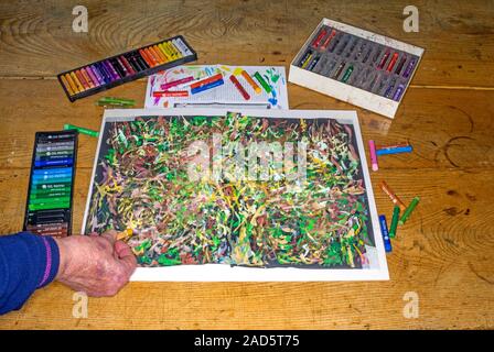 Pastels à l'huile utilisée pour créer une œuvre d'art Banque D'Images