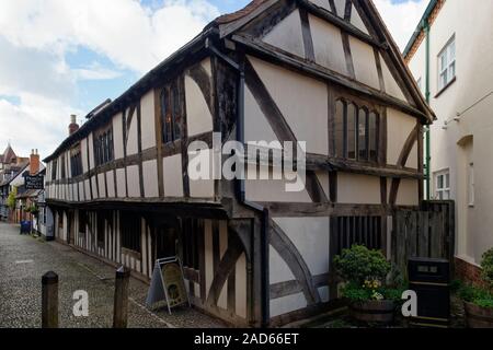 15e siècle en bois ancienne Grammar School, Ledbury Banque D'Images