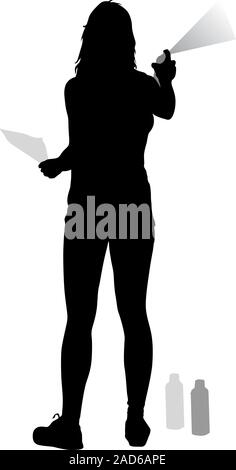 Silhouette femme tenant une gerbe sur un fond blanc. Vector illustration. Illustration de Vecteur