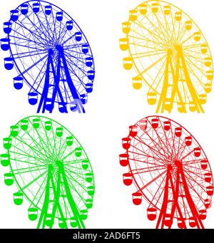 Atraktsion Silhouette grande roue colorée. Vector illustration. Illustration de Vecteur