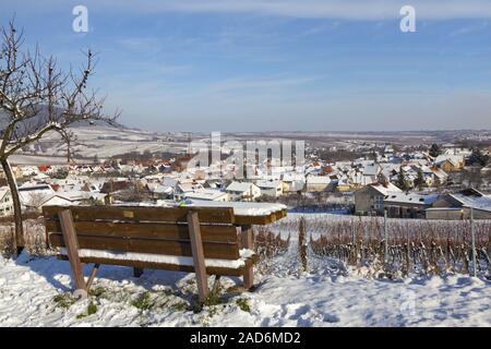 Village de vin en hiver Birkweiler Banque D'Images