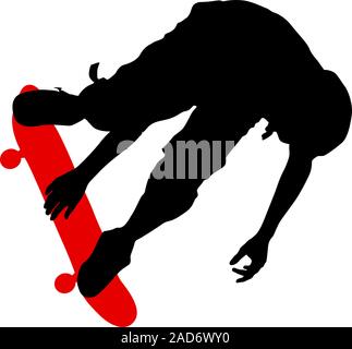 Silhouettes un skateur professionnel effectue le saut. Vector illustration. Illustration de Vecteur