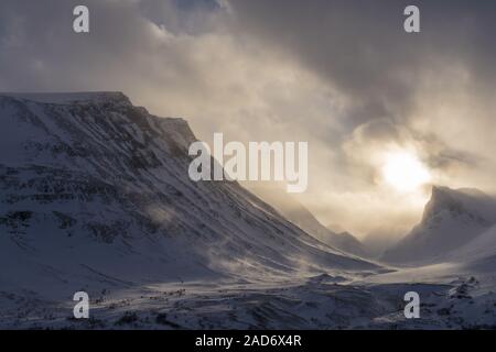 Paysage de neige, Stuor Reaiddavaggi, Laponie, Suède Banque D'Images