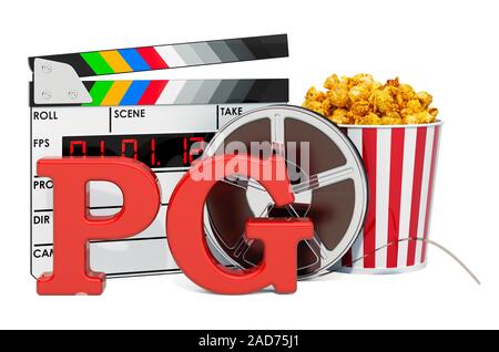 PG souhaitable, film rating system concept. Le rendu 3D isolé sur fond blanc Banque D'Images