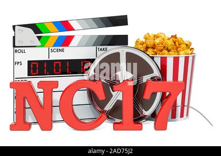 NC-17 Adultes seulement, système d'évaluation du film concept. Le rendu 3D isolé sur fond blanc Banque D'Images