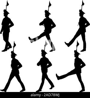Soldats Silhouette lors d'une parade militaire. Vector illustration Illustration de Vecteur