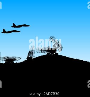 Silhouette des radars militaires. Vector illustration. Illustration de Vecteur