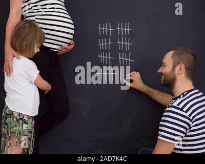 Comptes de famille heureuse semaine de grossesse Banque D'Images