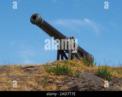 Cannon portugais sur Calton Hill à Édimbourg Banque D'Images