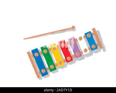 Xylophone arc-en-ciel aquarelle Banque D'Images