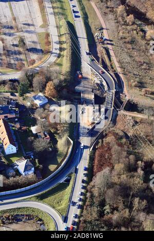 Maulburg, causer de la congestion en raison de la construction du pont site et pont temporaire à la B317 Banque D'Images