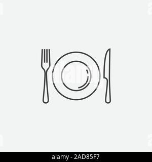 Assiette, fourchette et couteau, icône symbole croisé, restaurant Télévision Vector illustration, symbole, icône de la cuisine Restaurant vector Illustration de Vecteur