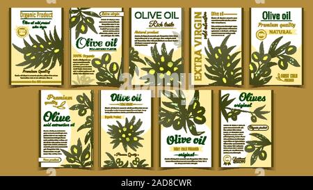 Origine des olives Produit biologique Poster Set Vector Illustration de Vecteur