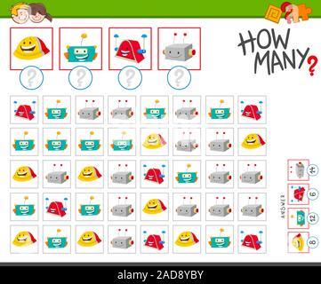 Combien de robots cartoon jeu de compte Banque D'Images