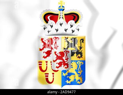 Limbourg 3D Coat of Arms, Pays-Bas. 3D Illustration. Banque D'Images