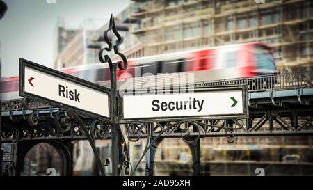 Plaque de rue par rapport aux risques de sécurité Banque D'Images