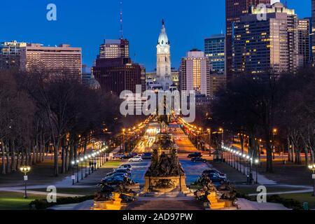 Nuit hôtel de ville Philladelphia Banque D'Images