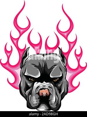 Bull Dog Tatouage Flamme en bête Mode illustration Illustration de Vecteur