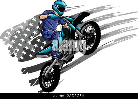 Rider Motocross sur une moto - vector Illustration Illustration de Vecteur