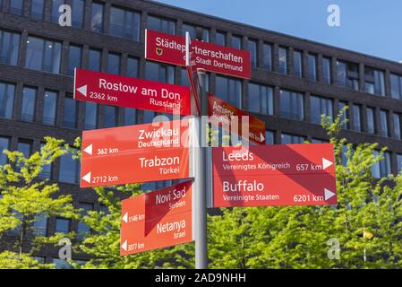 Les jumelages, de l'information signe, Dortmund, Germany, Europe Banque D'Images